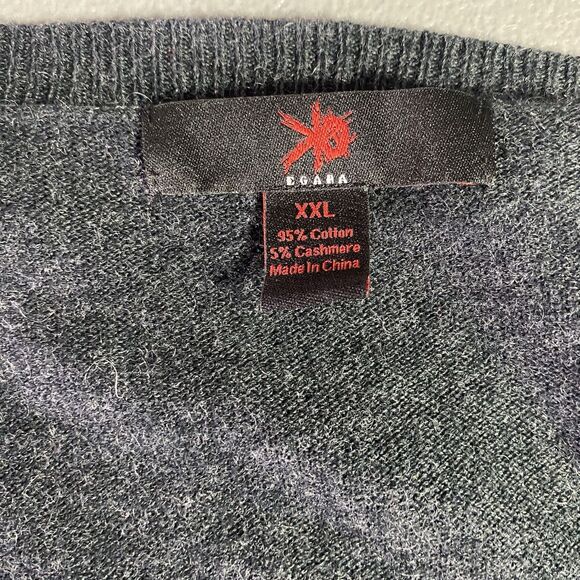 EGARA Sweater Cashmere Cotton Blend V-Neck Long Sleeve Lightweight Mens XXL Gray - Picture 3 of 7